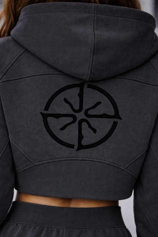 Echo Cropped Half-Zip Hoodie