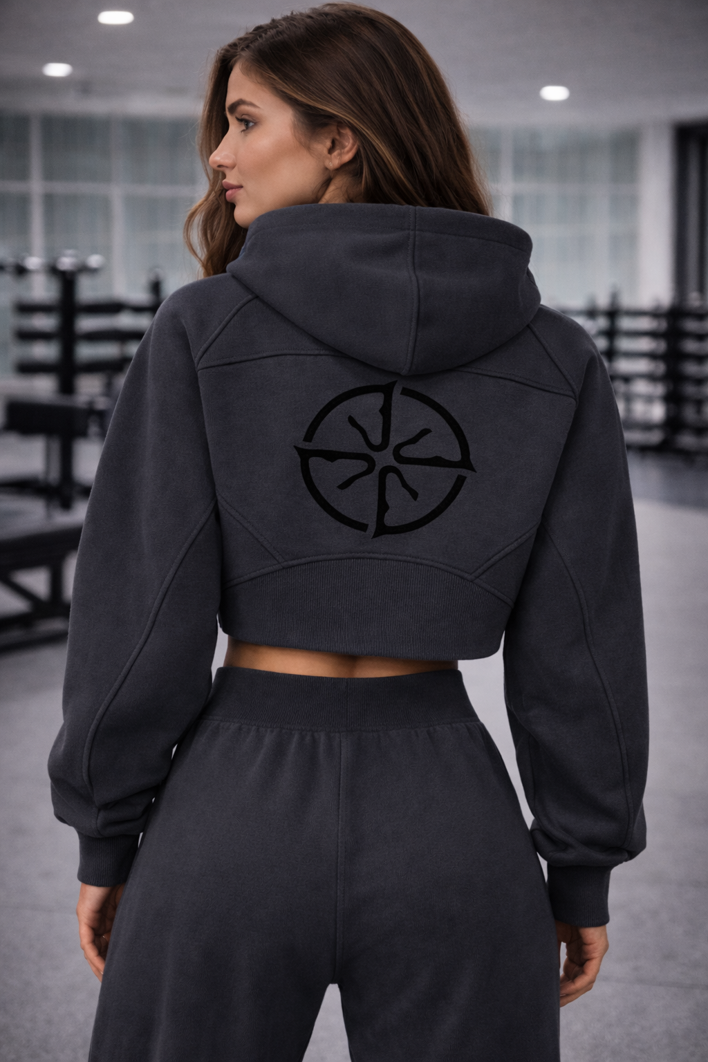 Echo Cropped Half-Zip Hoodie