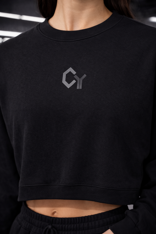 Gymlet Iconic Minimal Washed Cropped Sweatshirt