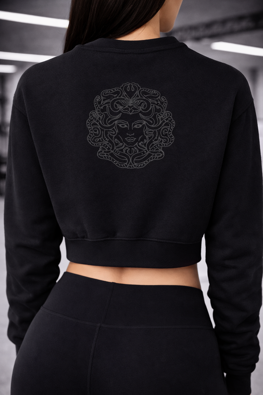 Medusa Minimal Washed Cropped Sweatshirt